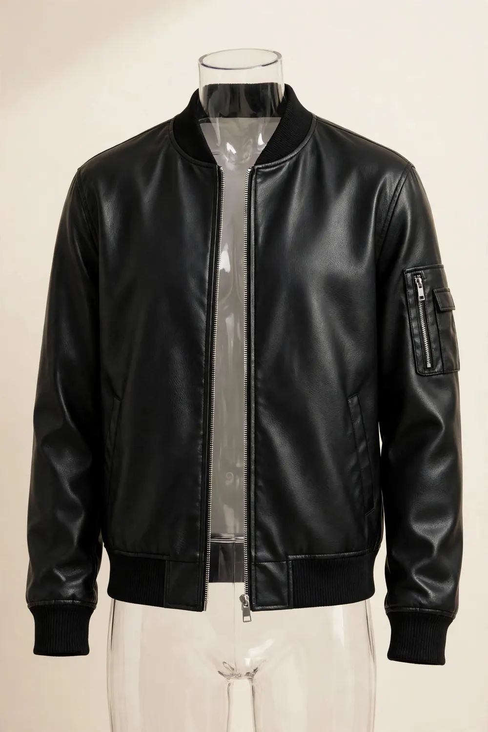 The Men's Faux Leather Bomber — Faux leather (synthetic) jacket