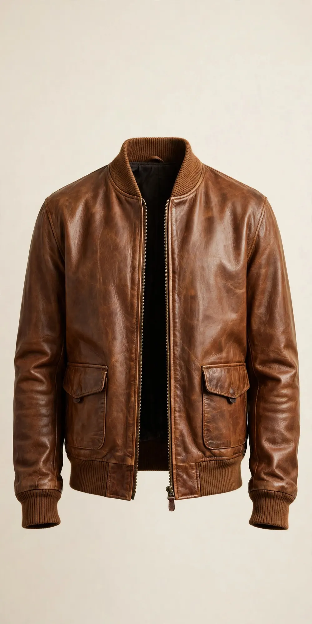 The Vintage Cognac Bomber — Genuine leather jacket