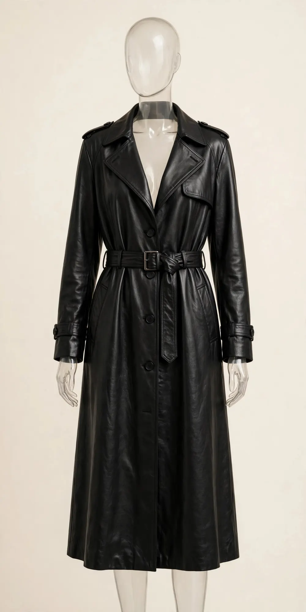 Long Leather Coats & Trench Coats